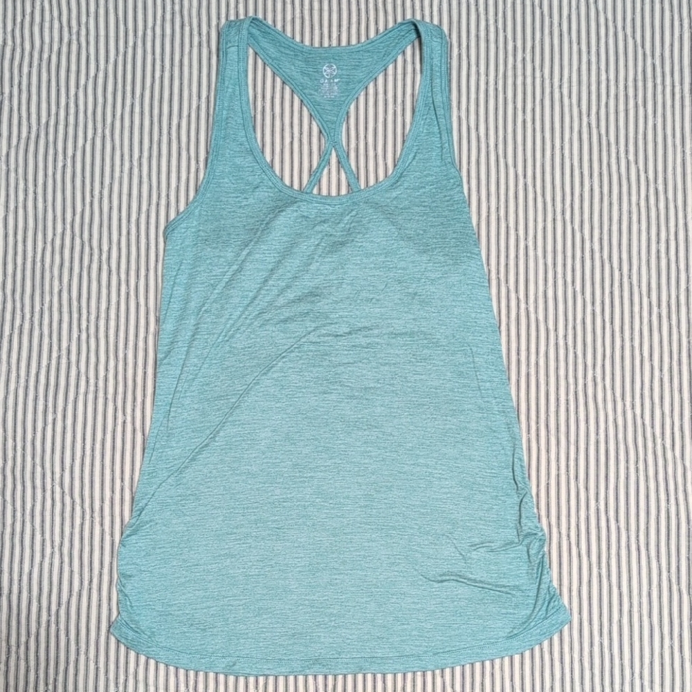 Gaiam Jenna Ruched Mint Marled Tank